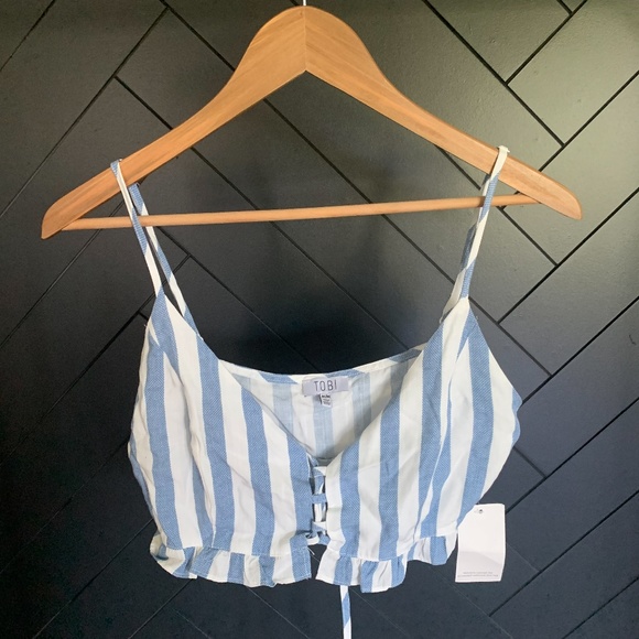 Just Right Lace Up Top- Blue - Picture 1 of 4